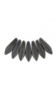 Czech Glass Daggers beads 5x16mm Jet chrome full matted 23980-27470